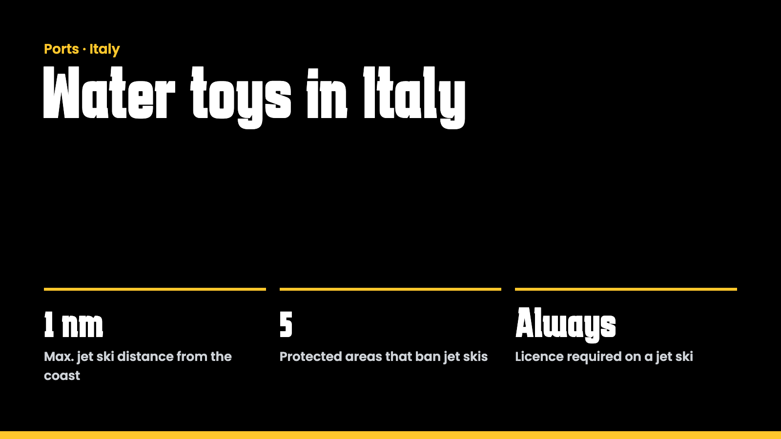 "Key facts: jet skis and water toys in Italy"